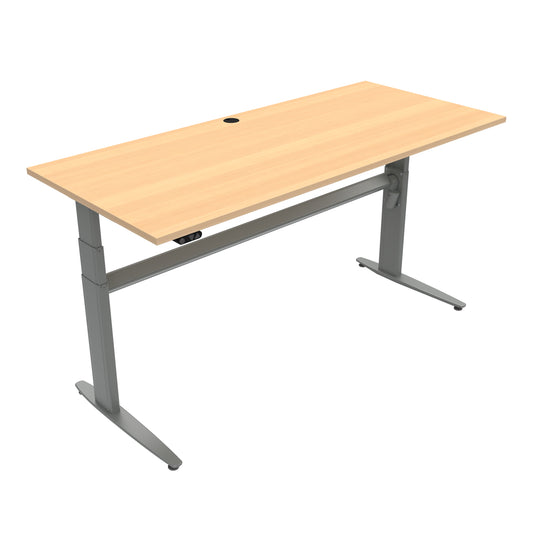 ConSet 501-25 Rectangular Height Adjustable Sit Stand Desk, Silver Frame