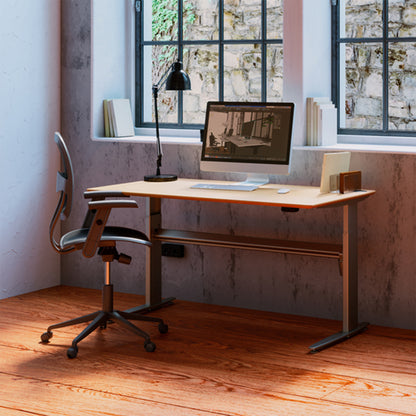 ConSet 501-25 Rectangular Height Adjustable Sit Stand Desk, Silver Frame