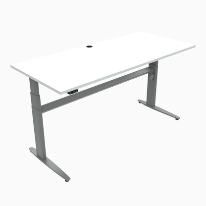 ConSet 501-25 Rectangular Height Adjustable Sit Stand Desk, Silver Frame