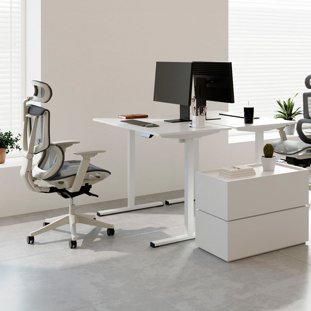 Freedom Mini White Electric Height Adjustable Standing Desk